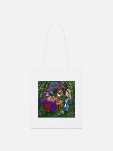 Alice im Wunderland Tee Pary - Stanley/Stella Bio-Stoffbeutel - Weiß