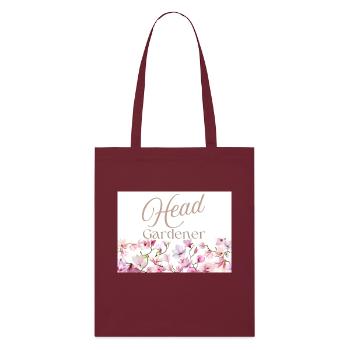 Head Gardener Elegant Script with Floral Border - Stanley/Stella Organic Tote Bag - burgundy - Front