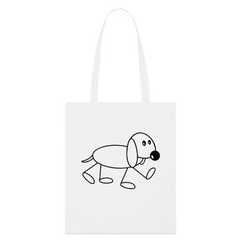 Hund Strichmännchen Geht Süß Läuft Spazieren Comic - Stanley/Stella Bio-Stoffbeutel - Weiß - Vorne