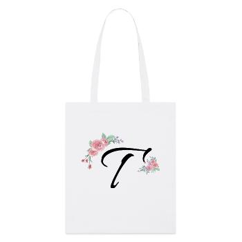 Lettre t fleurs - Tote bag bio Stanley/Stella - blanc - Devant