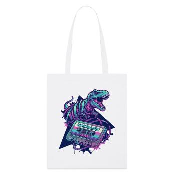 Dinosaurier-Nostalgische Neon-Kassette 80er/90er - Stanley/Stella Bio-Stoffbeutel - Weiß - Vorne