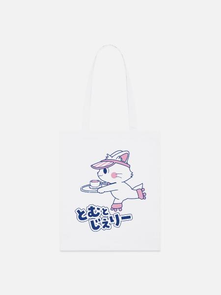 Tom & Jerry Gokko Tom Mit Rollschuhen - Stanley/Stella Bio-Stoffbeutel - Weiß