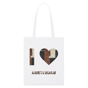 Amsterdam Brick Heart Emblem Tee - Stanley/Stella Bio-Stoffbeutel - Weiß - Vorne