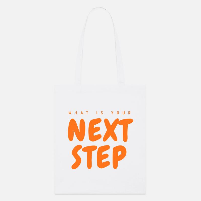 Next Step Orange Font, Next Step - Stanley/Stella Organic Tote Bag - white