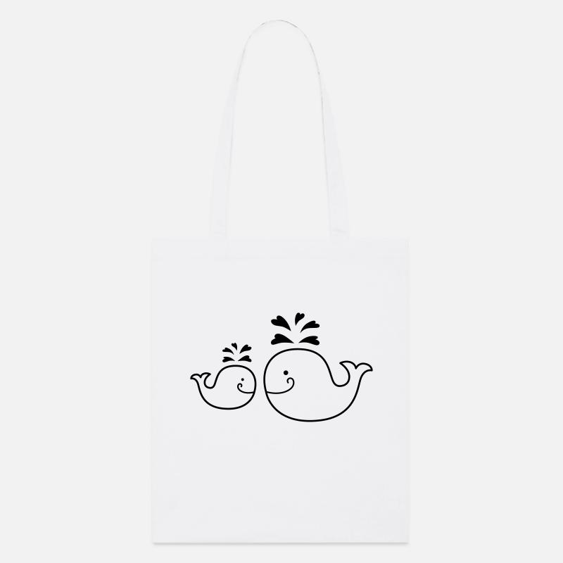 Wal - Mama - enfant - poissons - baleine - Mutti - - Tote bag bio Stanley/Stella - blanc