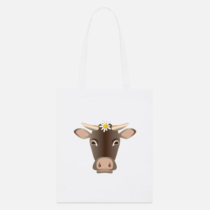 Vache alpine avec edelweiss - Tote bag bio Stanley/Stella - blanc