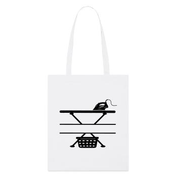 Iron, ironing board and laundry basket, text banner - Stanley/Stella Organic Tote Bag - white - Front