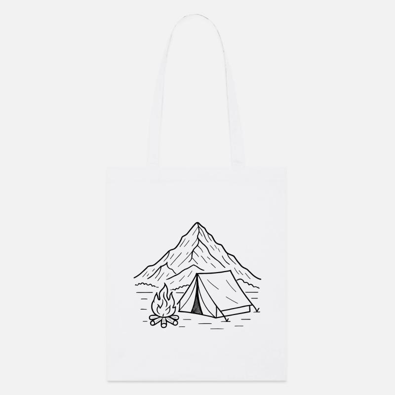 Silhouette nuit de camping en montagne - Tote bag bio Stanley/Stella - blanc