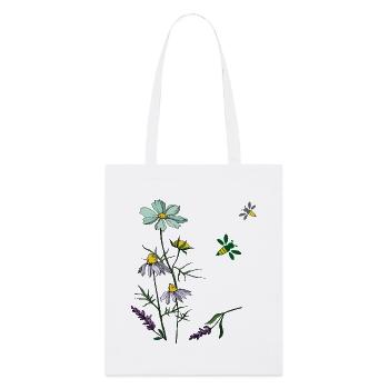 Herbs, chamomile, bees - Stanley/Stella Organic Tote Bag - white - Front