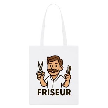 Friseur Cartoon Vintage - Stanley/Stella Bio-Stoffbeutel - Weiß - Vorne