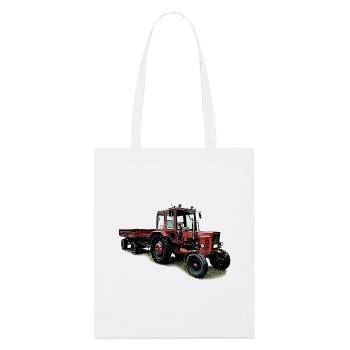 Biélorussie MTS 80 avec remorque - Tote bag bio Stanley/Stella - blanc - Devant