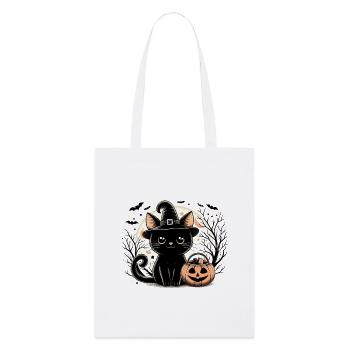 Cute black kitten witch halloween - Stanley/Stella Organic Tote Bag - white - Front