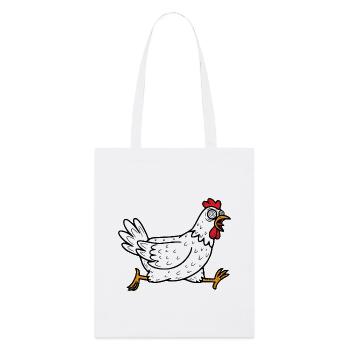 Verrücktes Huhn - Stanley/Stella Bio-Stoffbeutel - Weiß - Vorne