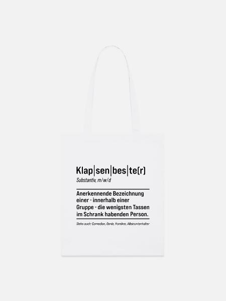 Klapsenbester Klapse Psychiatrie Fun Sprüche - Stanley/Stella Bio-Stoffbeutel - Weiß