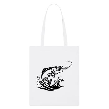 Hecht Raubfisch Silhouette - Stanley/Stella Bio-Stoffbeutel - Weiß - Vorne