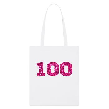 Numéro 100 paillettes rose - 100e anniversaire - Tote bag bio Stanley/Stella - blanc - Devant