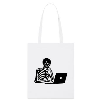 Squelette sur ordinateur portable - Tote bag bio Stanley/Stella - blanc - Devant