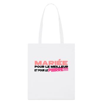 mariée humour - Tote bag bio Stanley/Stella - blanc - Devant