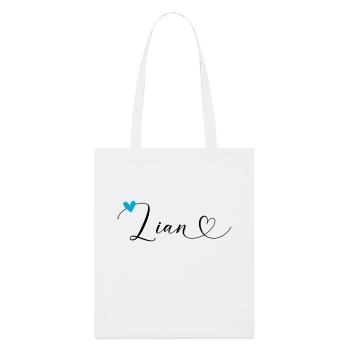 Lian Name Vorname Kalligrafieherz - Stanley/Stella Bio-Stoffbeutel - Weiß - Vorne