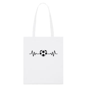 Fußball Fan Herzschlag Herz Fußballer EKG lustig - Stanley/Stella Bio-Stoffbeutel - Weiß - Vorne