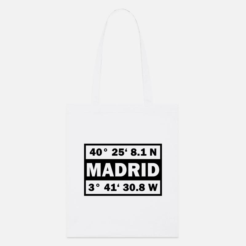 Madrid coordinates Spain Madrid - Stanley/Stella Organic Tote Bag - white