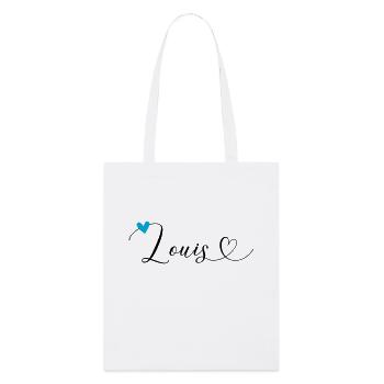 Louis Nom Prénom Calligraphie Coeur - Tote bag bio Stanley/Stella - blanc - Devant