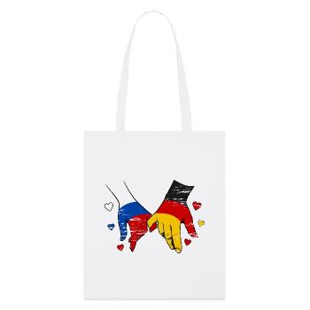Russia Germany Flag Holding Hands - Stanley/Stella Organic Tote Bag - white - Front