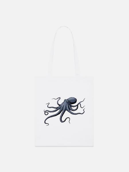 Nachtblauer Kraken Octopus - Stanley/Stella Bio-Stoffbeutel - Weiß