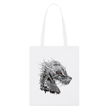 kunstvoll gestalteter mystischer Drachen Kopf - Stanley/Stella Bio-Stoffbeutel - Weiß - Vorne