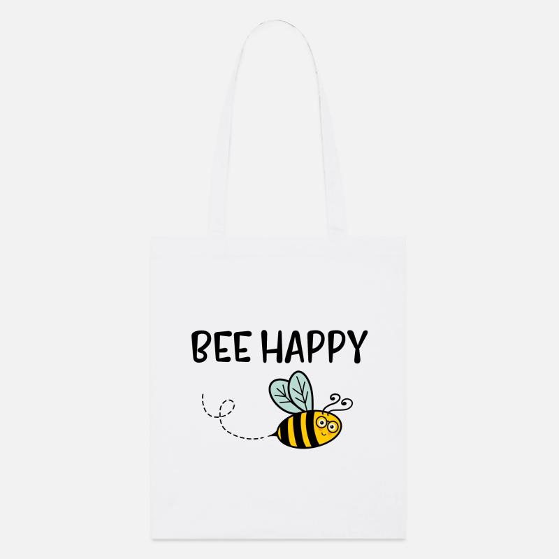 Bee Happy - Stanley/Stella Bio-Stoffbeutel - Weiß