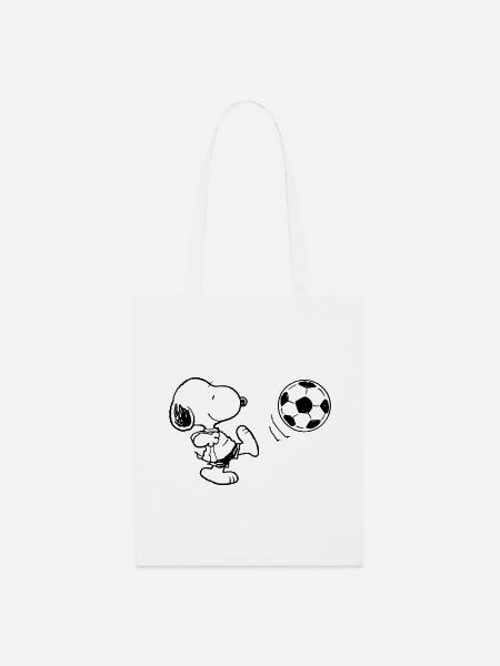 Peanuts Snoopy Fußball Sport - Stanley/Stella Bio-Stoffbeutel - Weiß