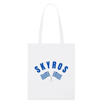 Drapeaux croisés grecs de Skyros - Tote bag bio Stanley/Stella - blanc - Devant