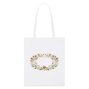 Floral Spring Frame with Flowers - Stanley/Stella Organic Tote Bag - white - Front
