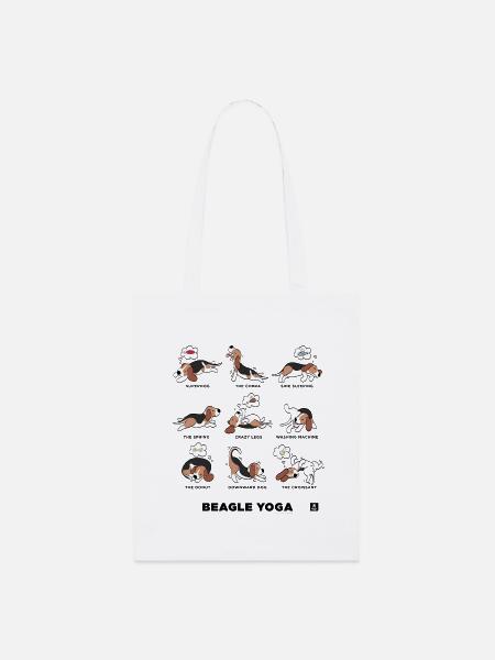 BEAGLE YOGA - Stanley/Stella Bio-Stoffbeutel - Weiß