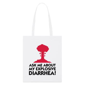 Demandez-moi au sujet de mon diarrhée explosive! - Tote bag bio Stanley/Stella - blanc - Devant