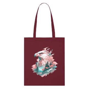 Eagle Head Nature Wilderness Forest Trees Mountains - Stanley/Stella Organic Tote Bag - burgundy - Front