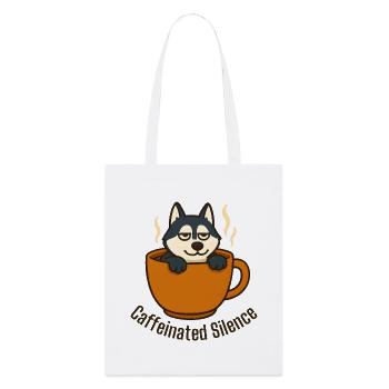 Husky se relaxant dans une tasse à café - Tote bag bio Stanley/Stella - blanc - Devant