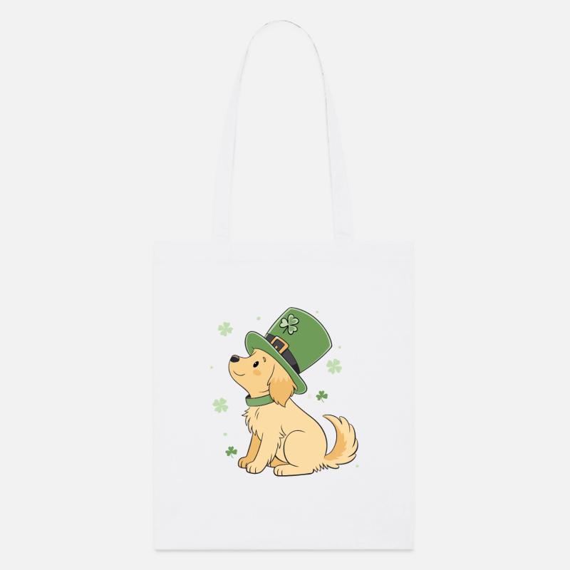 Laabrador Hundehut Grünes Kleeblatt Glücksbringer - Stanley/Stella Bio-Stoffbeutel - Weiß