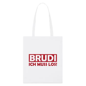 BRUDI Ich Muss Los - Stanley/Stella Bio-Stoffbeutel - Weiß - Vorne