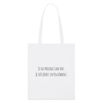 Je ne procrastine pas - Idée cadeau original femme - Tote bag bio Stanley/Stella - blanc - Devant
