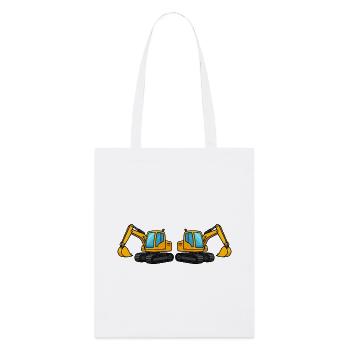 Double construction machinery silhouette - Stanley/Stella Organic Tote Bag - white - Front