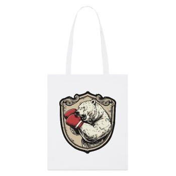 Eisbär Polar Bär Boxer MMA - Stanley/Stella Bio-Stoffbeutel - Weiß - Vorne