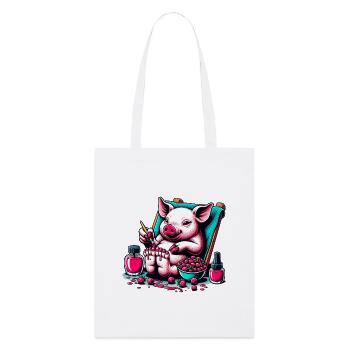Piggy Pediküre mit Beerenrotlack - Stanley/Stella Bio-Stoffbeutel - Weiß - Vorne