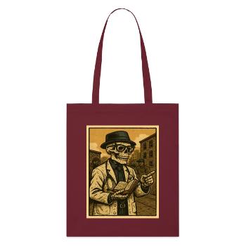 Retro-Skelett  Doktor mit Buch - Stanley/Stella Bio-Stoffbeutel - Burgunderrot - Vorne