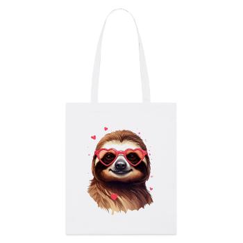 Faultier mit Herzbrille zum Valentinstag - Stanley/Stella Bio-Stoffbeutel - Weiß - Vorne