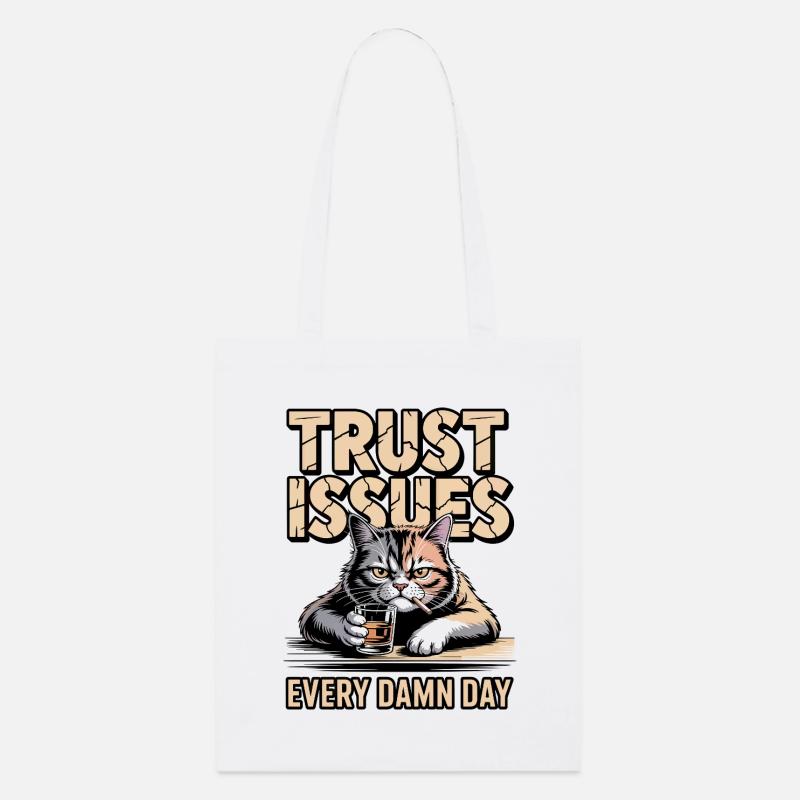 Trust Issues Cat - Stanley/Stella Organic Tote Bag - white