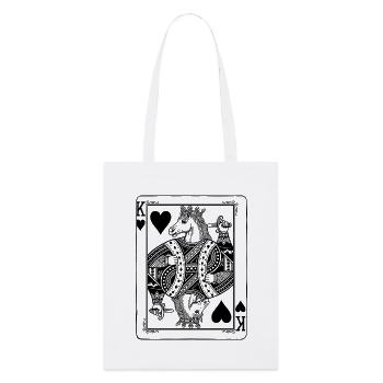 Herz König Pferd - Reiten Spielkarte Geschenk - Stanley/Stella Bio-Stoffbeutel - Weiß - Vorne