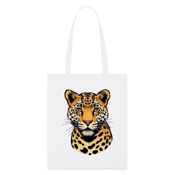 Leopard Leopardenkopf Geschenk Katzenliebhaber - Stanley/Stella Bio-Stoffbeutel - Weiß - Vorne