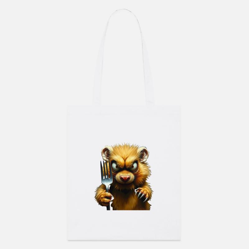 Horror hamster with fork - Stanley/Stella Organic Tote Bag - white