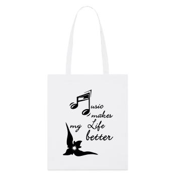 Music makes my Life better - Stanley/Stella Organic Tote Bag - white - Front